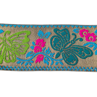 9 Yards Antique Gold Jacquard Brocade Sari Border Trim, Indian Woven Ribbon, Butterfly Trim